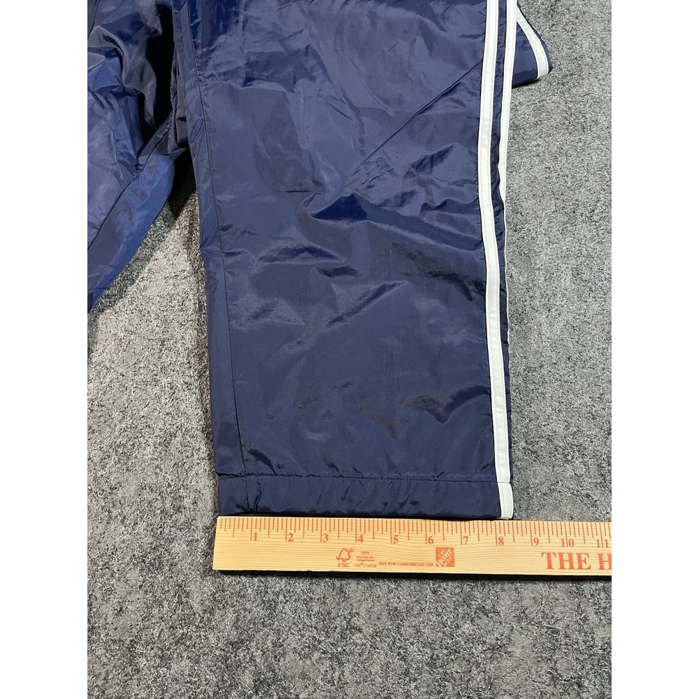 Vintage Adidas Snap Button Track Pants Men's XL Blue Silky Baggy Wide Leg Y2K - Picture 7 of 10